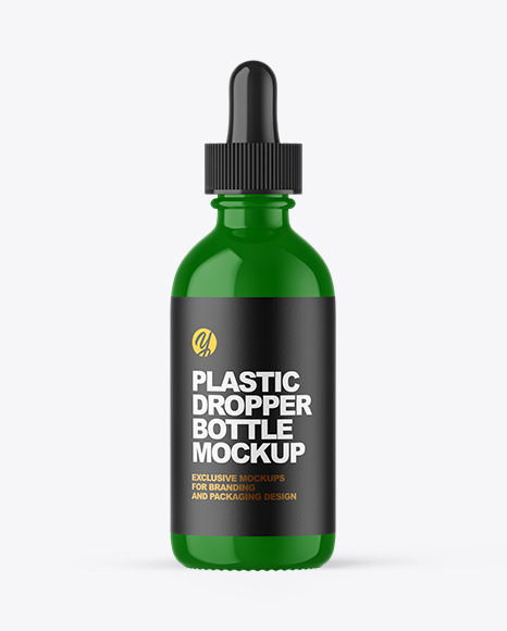 Glossy Plastic Dropper Bottle Mockup - Glossy glass