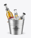 Lager Beer Bottles in a Bucket Mockup