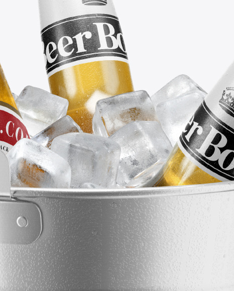 Lager Beer Bottles in a Bucket Mockup