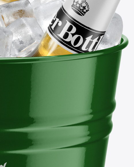 Lager Beer Bottles in a Bucket Mockup