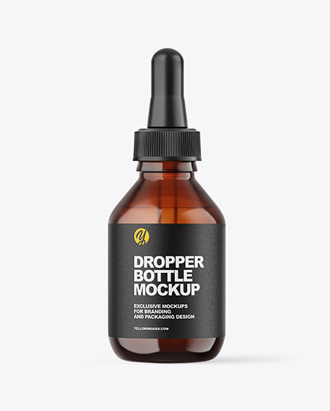 Amber Glass Dropper Bottle Mockup