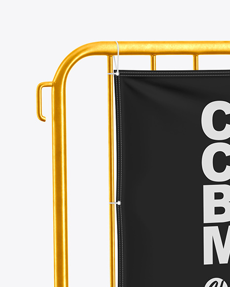 Crowd Control Banner with Metallic Frame Mockup