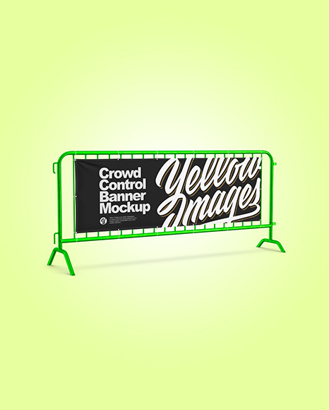 Crowd Control Banner with Metallic Frame Mockup