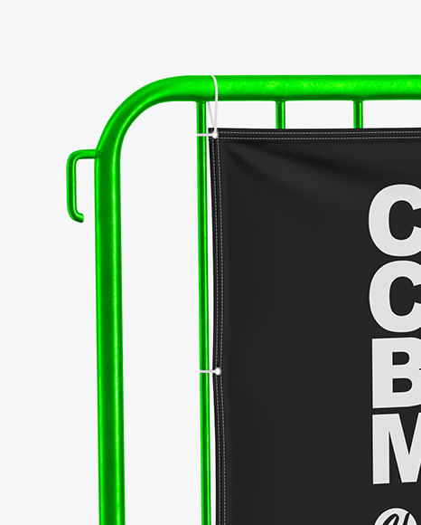 Crowd Control Banner with Metallic Frame Mockup