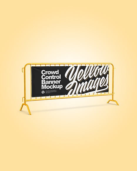 Crowd Control Banner with Metallic Frame Mockup