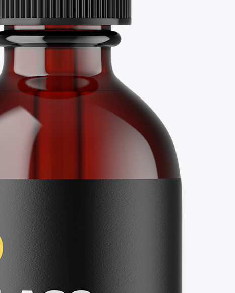 Dark Amber Glass Dropper Bottle Mockup