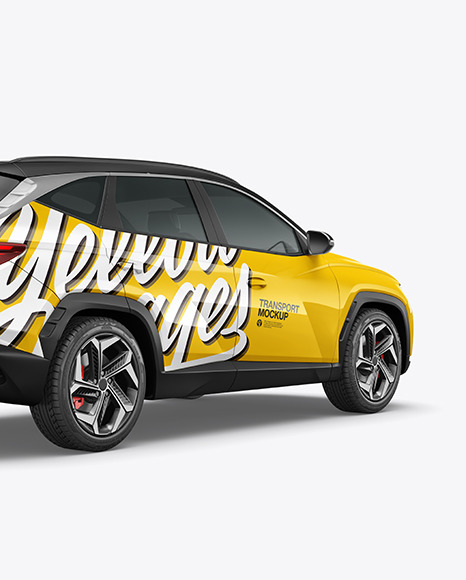 Compact Crossover SUV Mockup - Back Half Side View