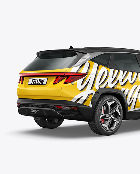 Compact Crossover SUV Mockup - Back Half Side View