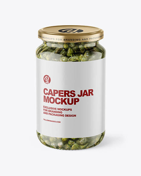 Clear Glass Jar with Capers Mockup - Capers+Jar+Mockup+Food+Jar+Jar+Capers