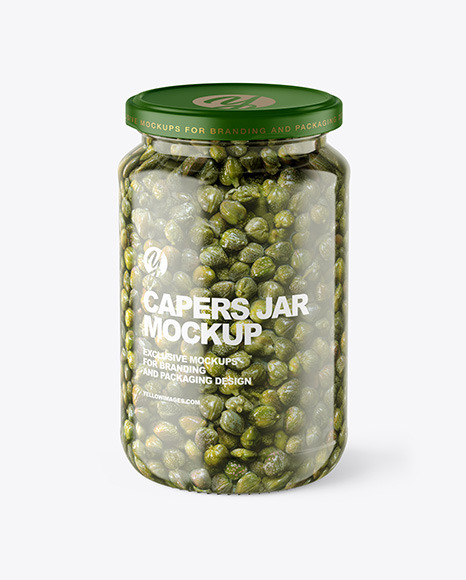 Clear Glass Jar with Capers Mockup