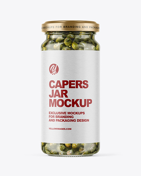 Clear Glass Jar with Capers Mockup - Capers+Jar+Mockup+Food+Jar+Jar+Capers