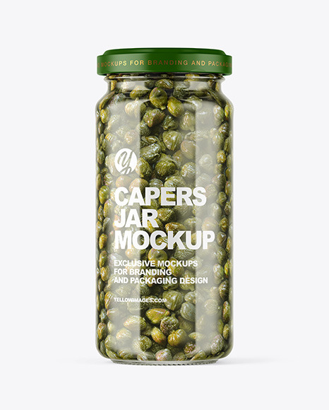 Clear Glass Jar with Capers Mockup