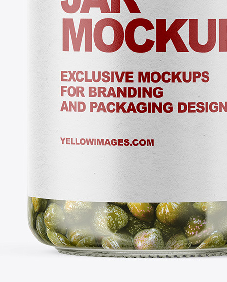 Clear Glass Jar with Capers Mockup