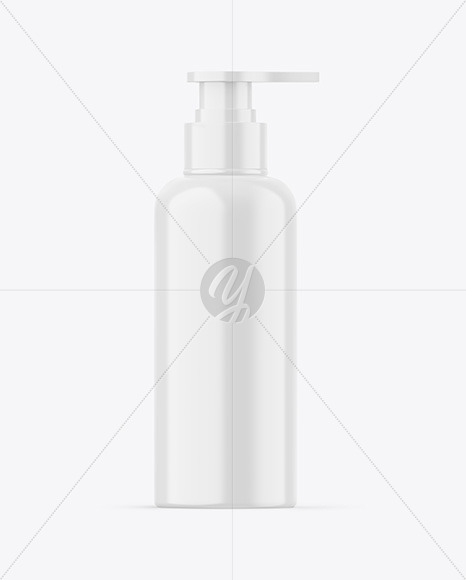 Glossy Plastic Bottle with Pump Mockup