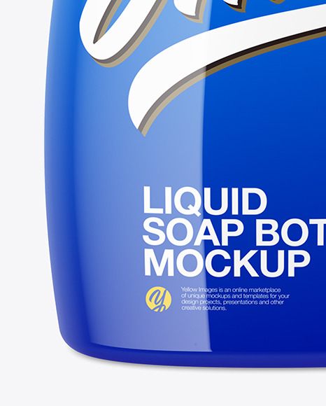 Glossy Liquid Soap Bottle with Pump Mockup