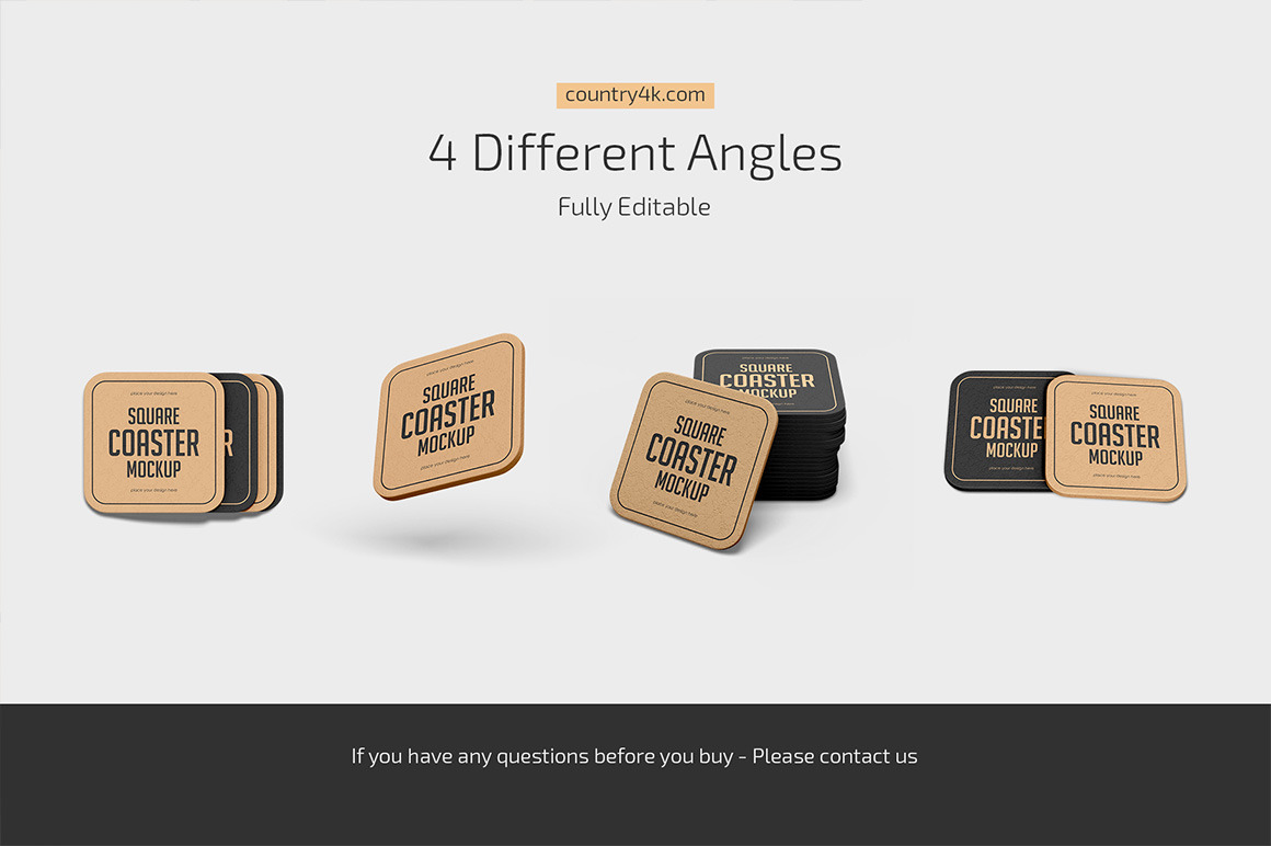 Square Beer Coaster Mockup Set