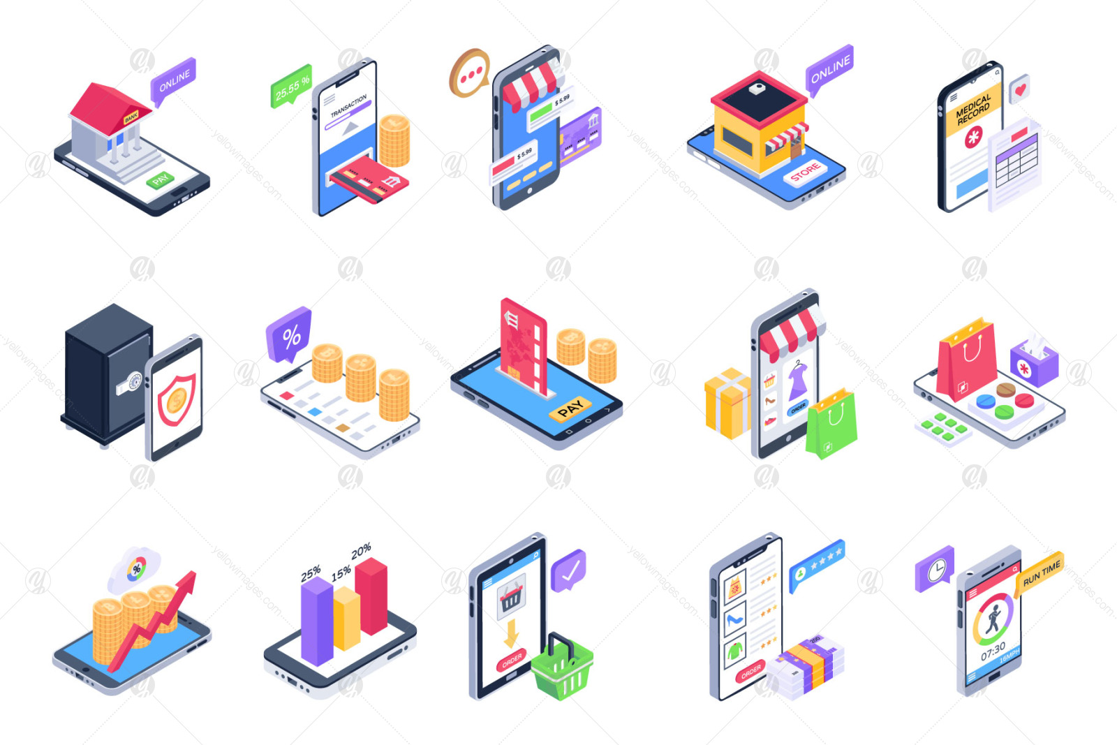 250 Mobile Technology Isometric Icons 250 Mobile Technology Isometric Icons