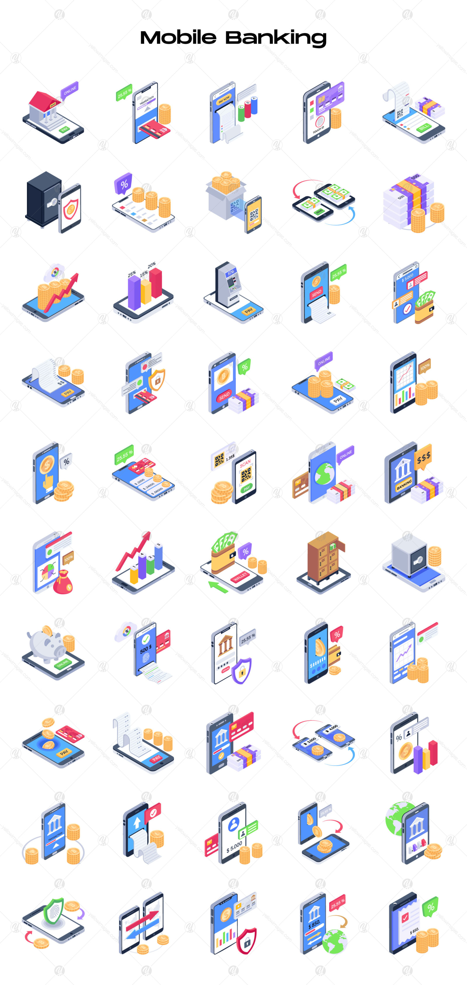 250 Mobile Technology Isometric Icons 250 Mobile Technology Isometric Icons