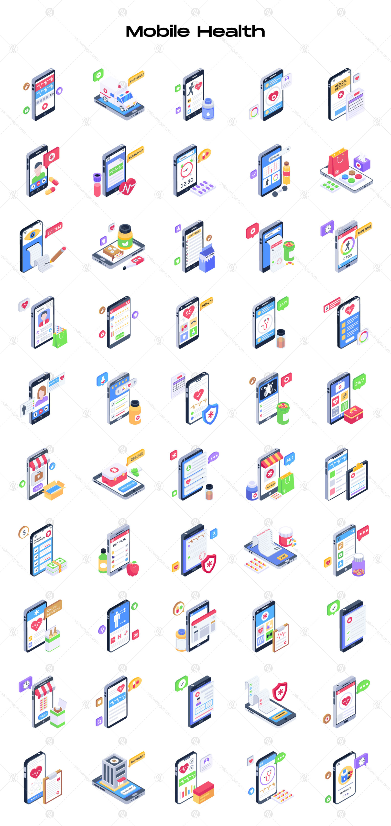 250 Mobile Technology Isometric Icons 250 Mobile Technology Isometric Icons
