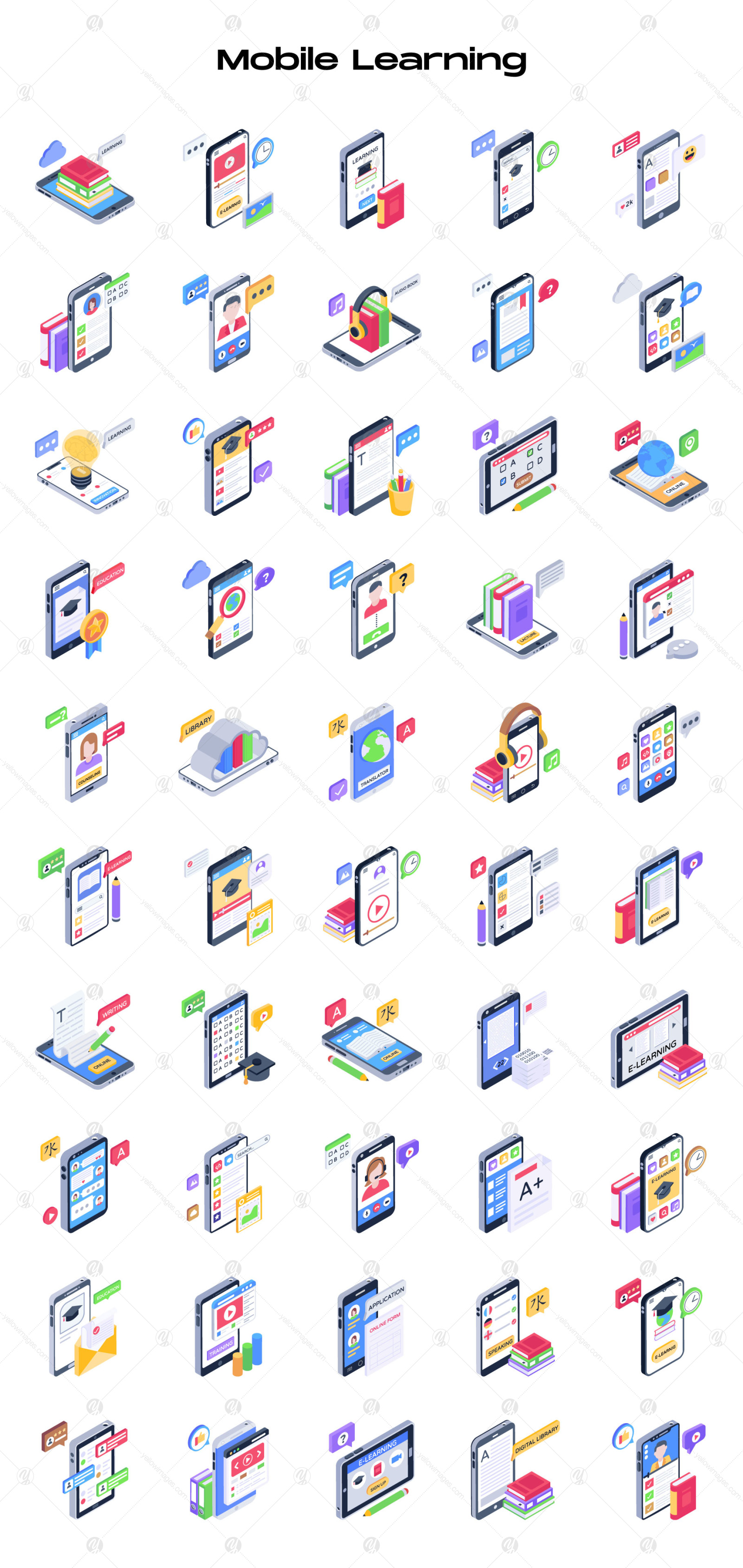 250 Mobile Technology Isometric Icons