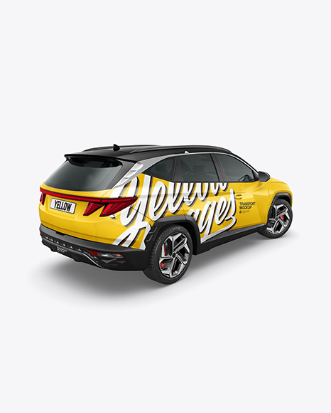 Compact Crossover SUV Mockup - Back Half Side View