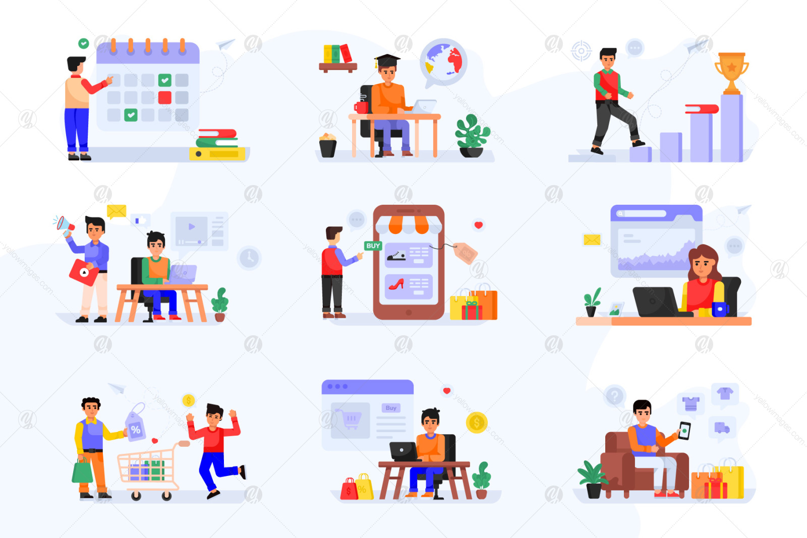 245 Flat Day to Day Activities illustrations 245 Flat Day to Day Activities illustrations