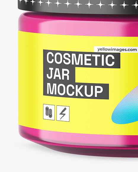 Colored Glass Cosmetic Jar Mockup