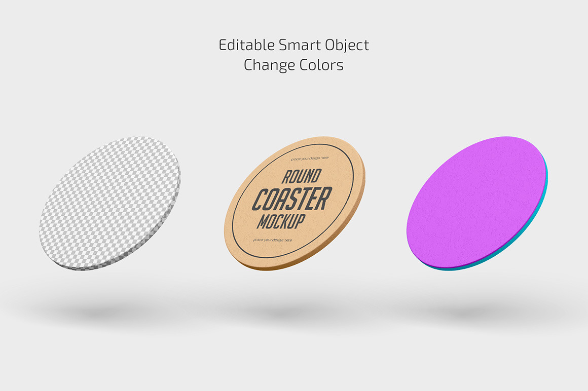Round Beer Coaster Mockup Set Round Beer Coaster Mockup Set