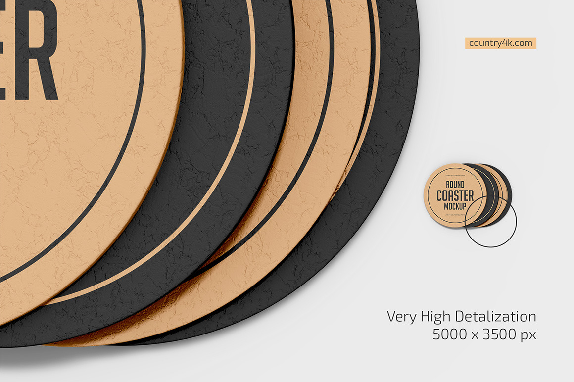 Round Beer Coaster Mockup Set Round Beer Coaster Mockup Set