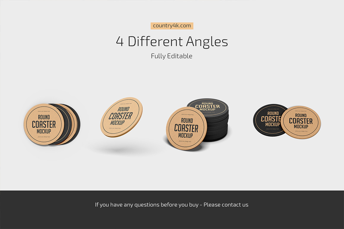 Round Beer Coaster Mockup Set Round Beer Coaster Mockup Set