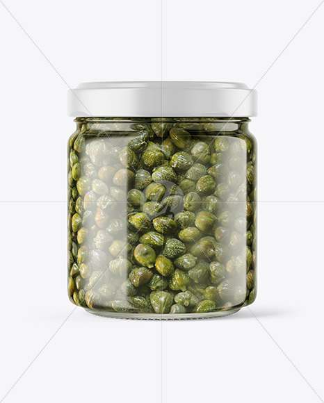 Clear Glass Jar with Capers Mockup