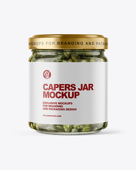 Clear Glass Jar with Capers Mockup - Capers+Jar+Mockup+Food+Jar+Jar+Capers