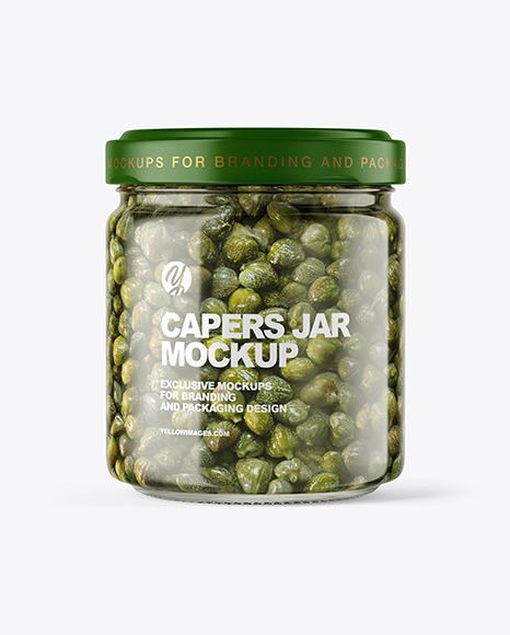 Clear Glass Jar with Capers Mockup