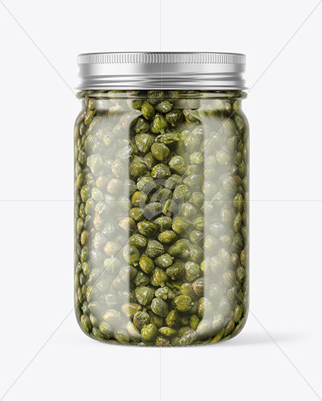 Clear Glass Jar with Capers Mockup