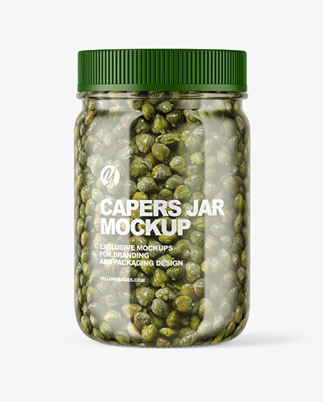 Clear Glass Jar with Capers Mockup