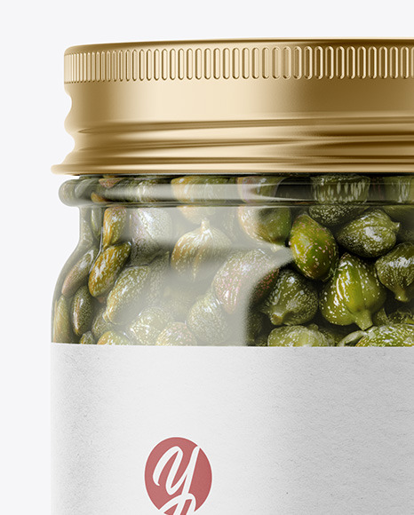 Clear Glass Jar with Capers Mockup