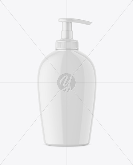 Glossy Bottle with Pump Mockup