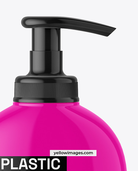 Glossy Bottle with Pump Mockup