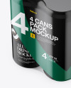 4 Matte Cans in Shrink Wrap Mockup - Half Side View (High Angle Shot)