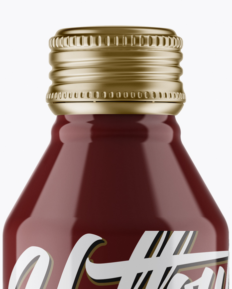 Glossy Drink Bottle With Metal Cap Mockup