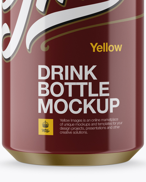 Glossy Drink Bottle With Metal Cap Mockup