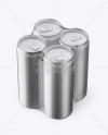 4 Matte Metallic Cans in Shrink Wrap Mockup - Half Side View (High Angle Shot)