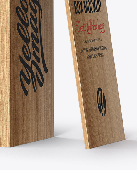 Ceramic Wine Bottle In Open Wooden Box Mockup - Half Side View