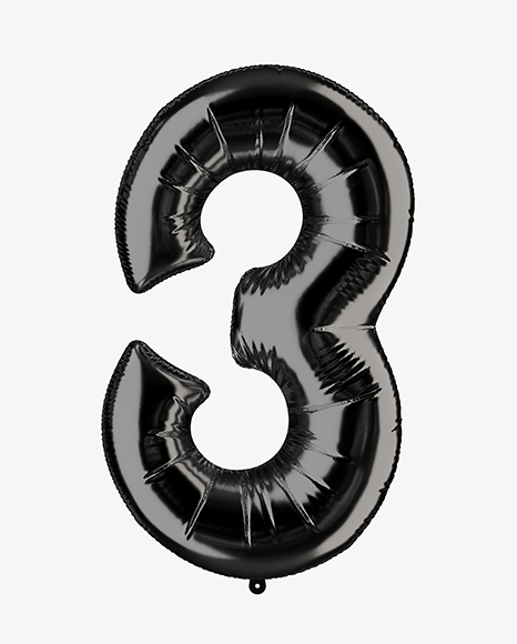 Number 3 Foil Balloon Mockup