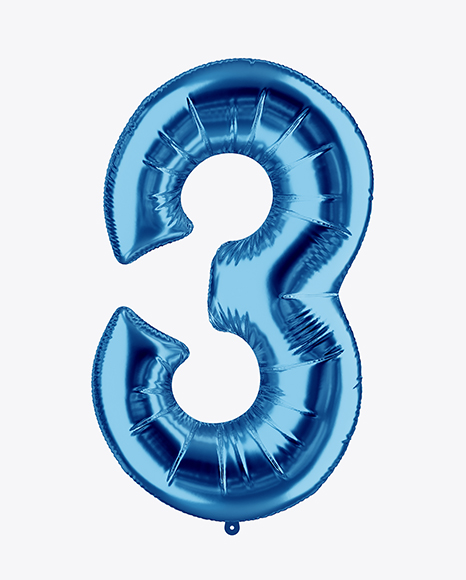 Number 3 Foil Balloon Mockup