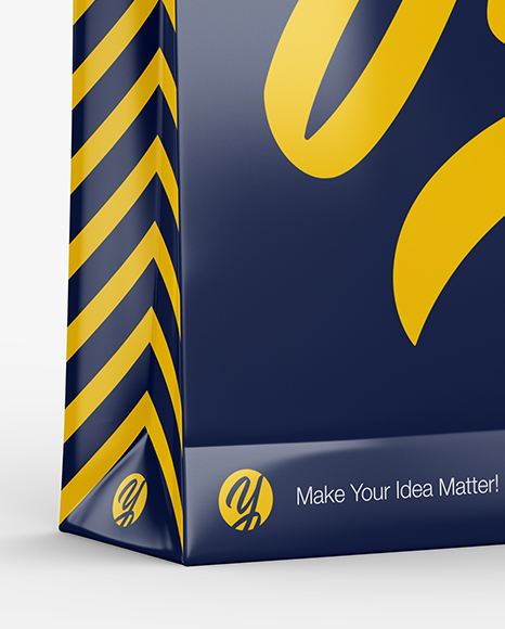 Glossy Paper Bag Mockup - Half Side View