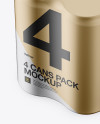 4 Cans in Matte Metallic Shrink Wrap Mockup - Half Side View (High Angle Shot)