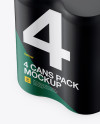 4 Cans in Matte Shrink Wrap Mockup - Half Side View (High Angle Shot)