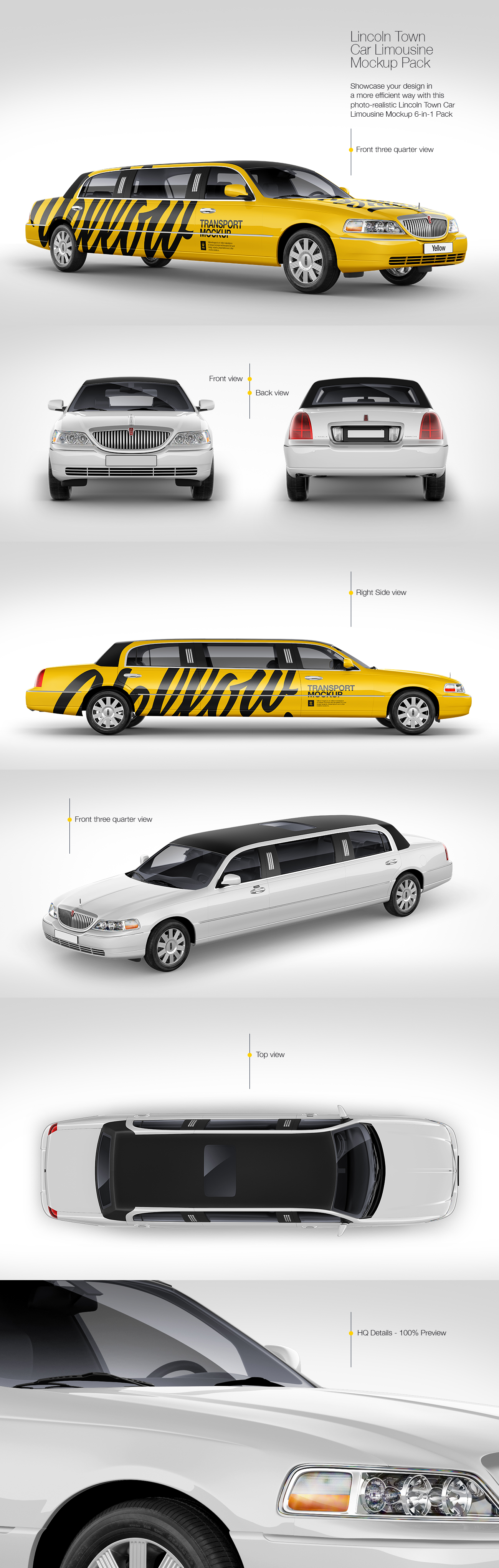 Lincoln Town Car Limousine Mockup Pack Lincoln Town Car Limousine Mockup Pack