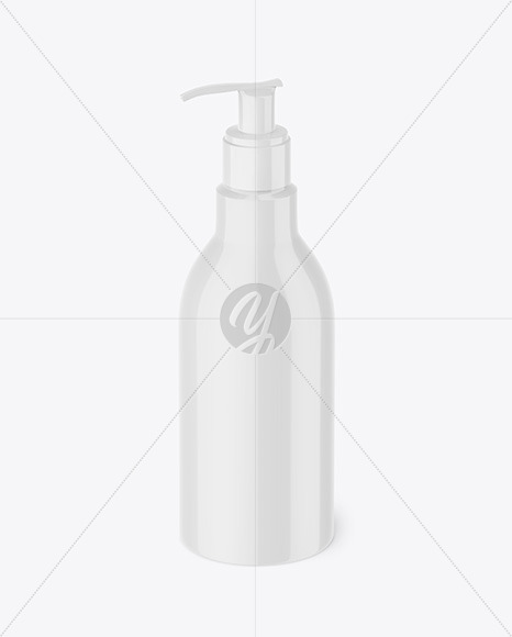 Glossy Bottle with Pump Mockup